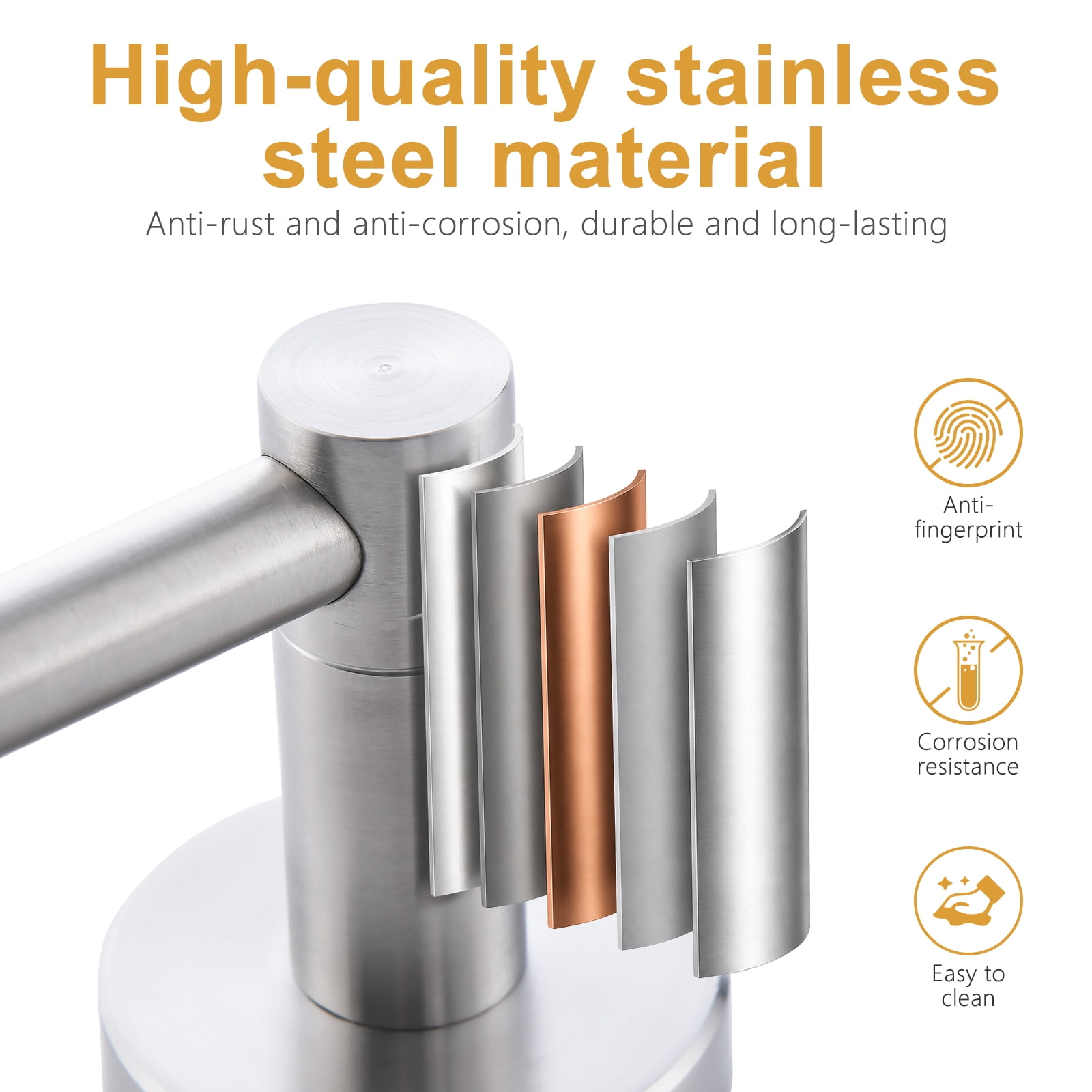 4-Piece Brushed Nickel Stainless Steel Bathroom Hardware Set, Towel Bars, Toilet Paper Holder & Robe Hook Wall Mount Bathroom Accessories Kit