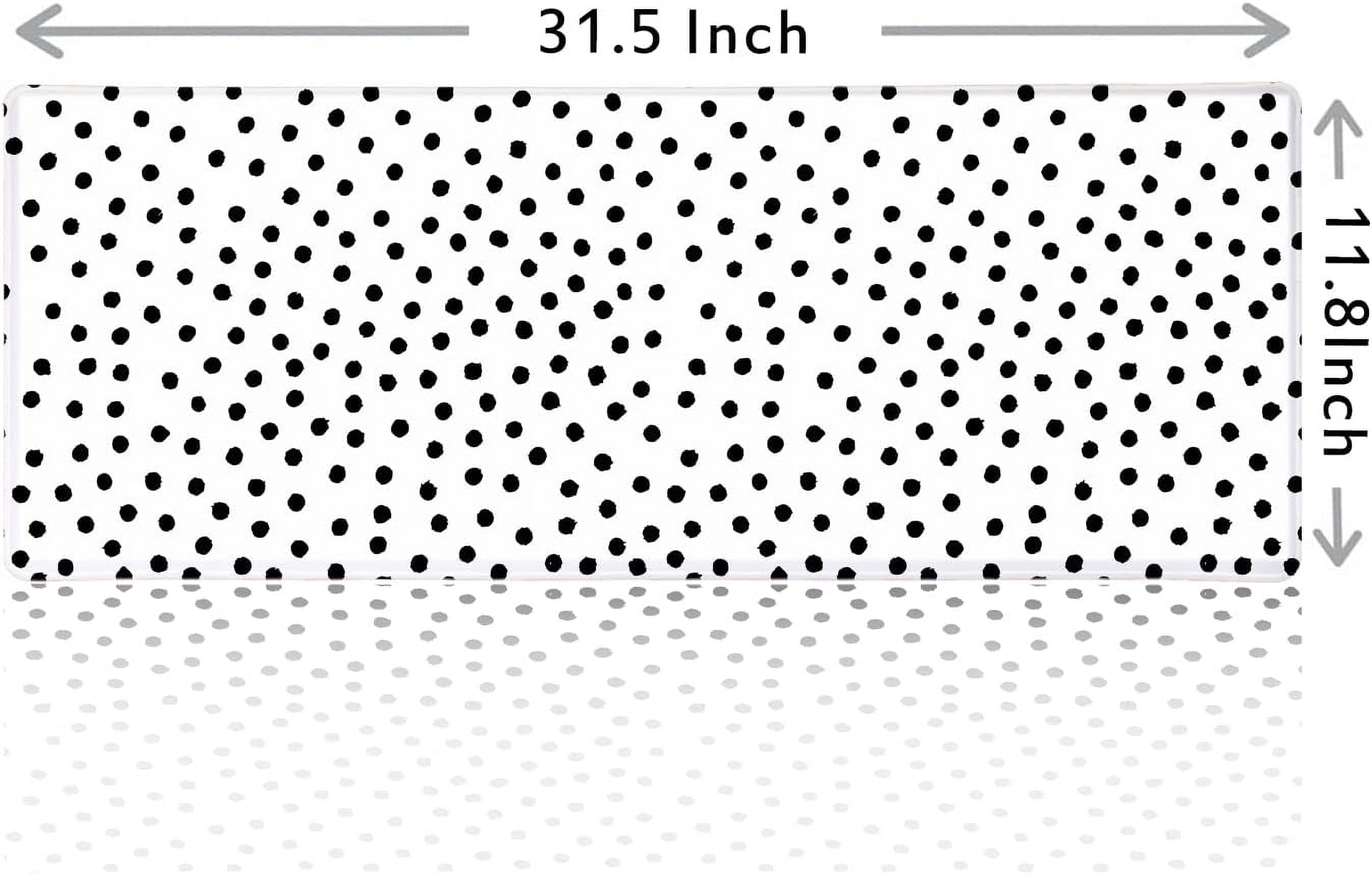 Black and White Dots Print Mouse Pad Long Extended Desk Mat with Stitched Edges, Aesthetic Cute Trendy Workspace Accessory, Boho Chic Desk Pad, 31.5 x 11.8 in, Perfect for Stylish Offices