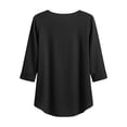 thumbnail image 5 of Summer Fall Shirts for Ladies Short Rolled Women Sleeve Tops Solid Color Cotton Linen Blouses V Neck Soft Floral Print Tunic, 5 of 7