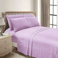 thumbnail image 4 of 1000-Thread-Count 6 Piece Sheet Set - 100% Pure Egyptian Cotton Sheets 14" Inch Deep Pocket - Soft & Smooth Quality Bedsheets (Lavender Stripe) Olympic Queen Size., 4 of 6
