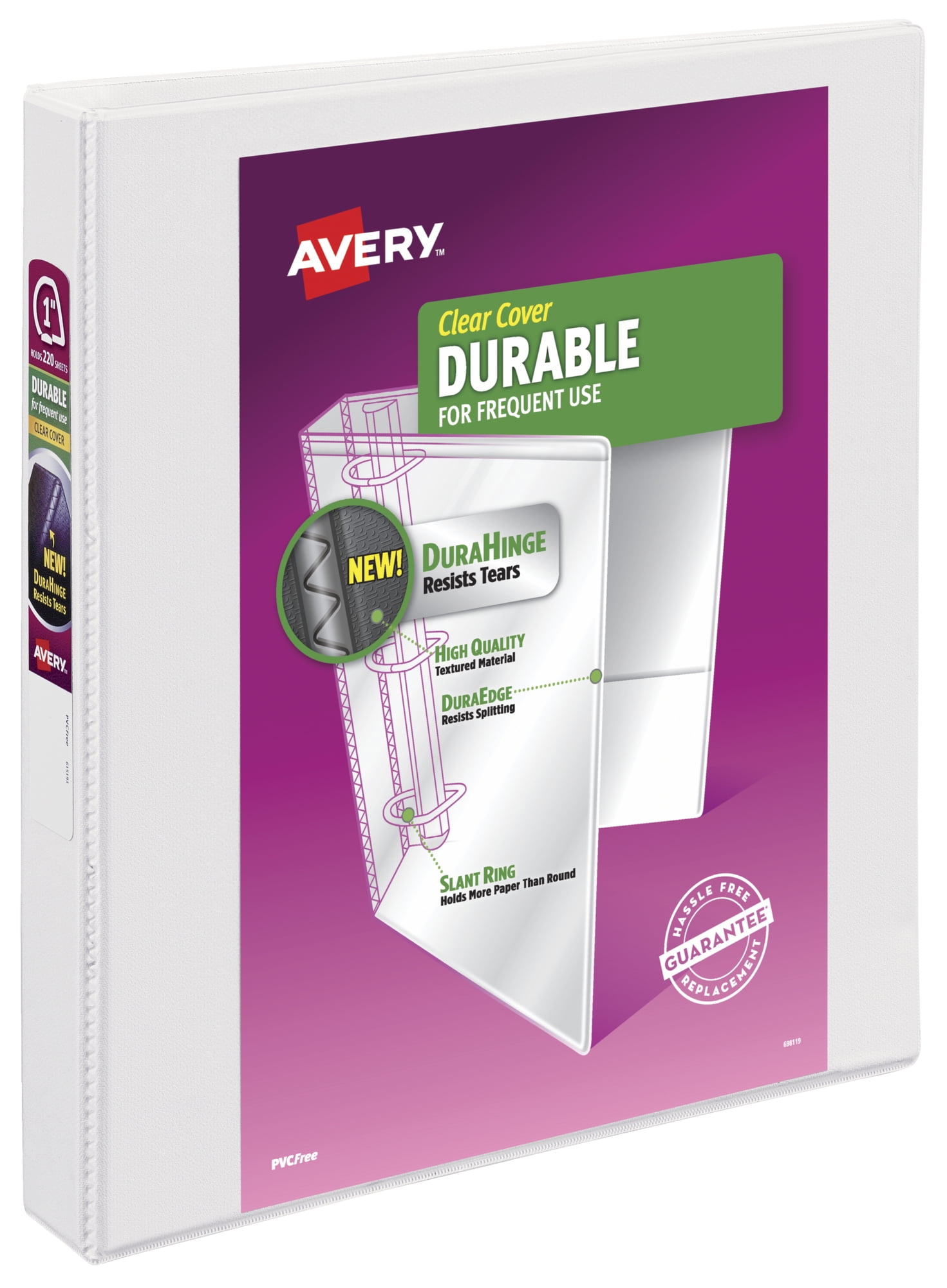 Avery Durable View Binder with Slant Ring, 1 Inch, 8-1/2 x 11 Inches, White