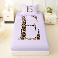 thumbnail image 3 of Manfei Teens Purple Bow Personalized Initial E Twin Sheet Sets 3pcs,Kids Girls Cheetah Print Letter Monogrammed Bedding,Lightweight Room Decor, 3 of 5