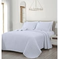 thumbnail image 3 of Chezmoi Collection Vert 3-Piece 100% Cotton Quilt Set Twin Size, White, Modern Basketweave Stitched Quilt Lightweight Washed Cotton Bedspread for All Season, 3 of 9