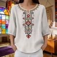thumbnail image 6 of Kelon Tops for Women Short Sleeve Shirts V Neck Linen Cotton Workout Tops Basic Going Out Clothes 2026 Oversized Shirt Clothing, XL, 6 of 9