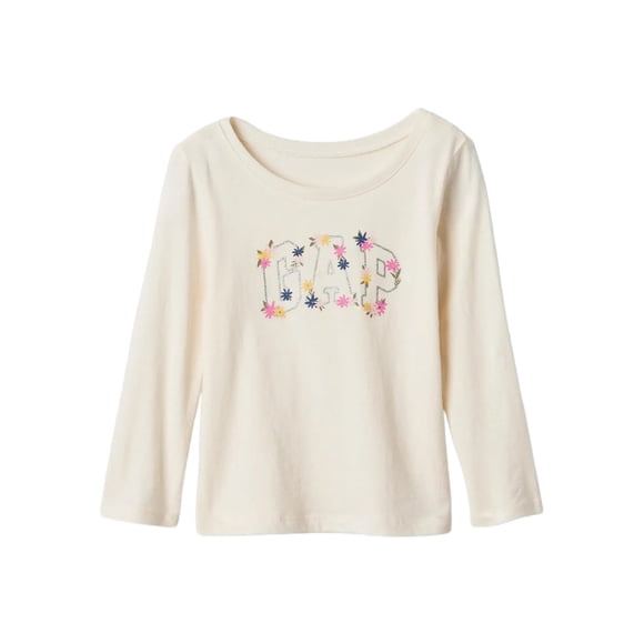 Remera GAP para niña bebé manga larga con gráfico, Ivory Frost, 4 años