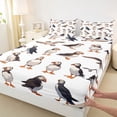thumbnail image 4 of jejeloiu Cartoon Puffin Print Bed Sheets,Cute Animals Full Size Sheets For Boys,Black White,4-Piece,1 Flat Sheet, 1 Fitted Sheet and 2 Pillowcases, 4 of 6