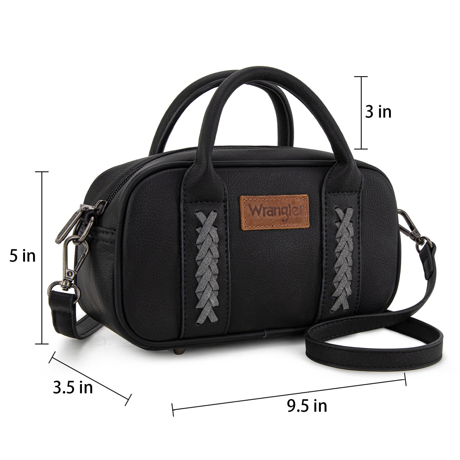 Wrangler Barrel Bag Retro Top Handle Bags with Crossbody Strap Boston Satchel Purse and Handbag Women, Black