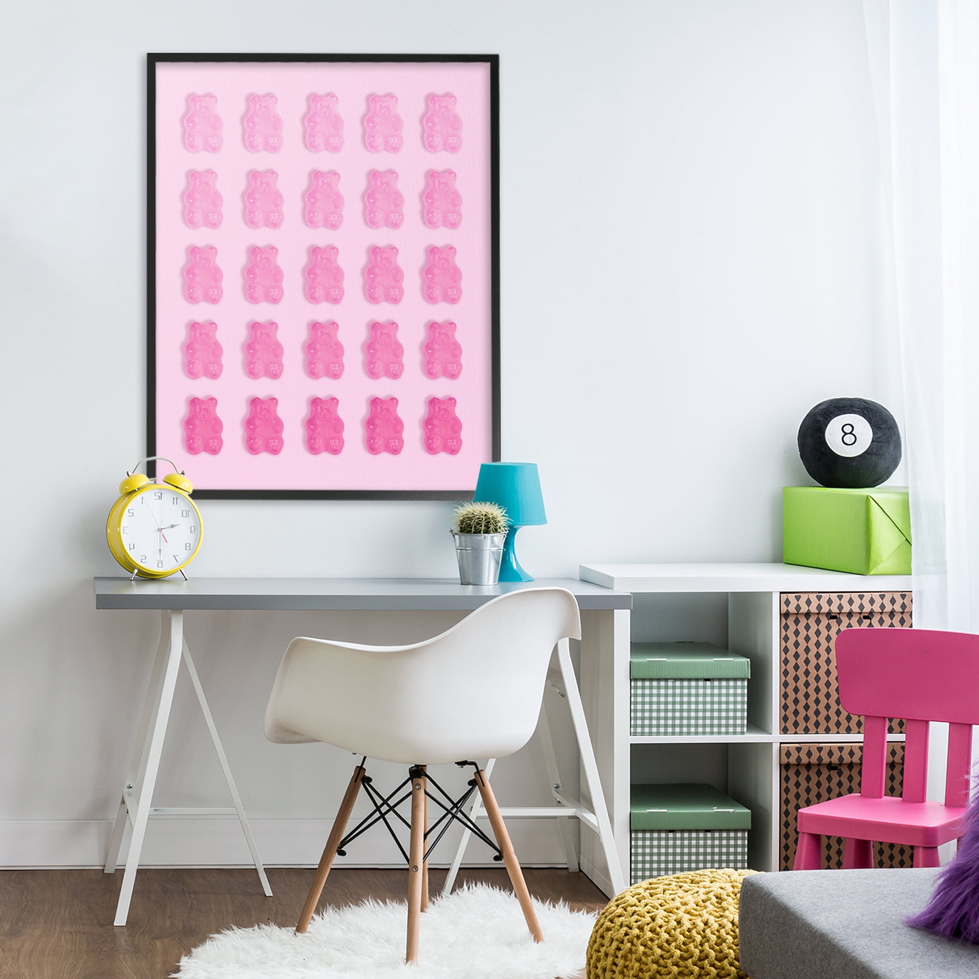 Stupell Industries Gradient Pastel Pink Bears Black Framed Giclee Art, design by LISH Creative