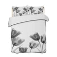 thumbnail image 2 of Black Grey Tulip Full Size Down Alternative Comforter, Lightweight Comforter Quilt Bedding Set with Pillow Shams Flower Floral Modern Minimalist White All Seasons Bed Comforter Duvet Insert 78"x90", 2 of 7