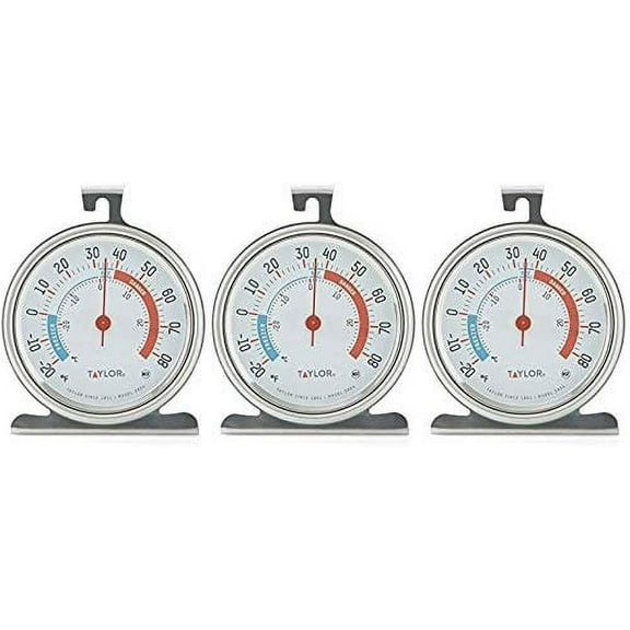 Taylor Classic Series Refrigerator Thermometer Classic Style - Large Dial - 3 Pack