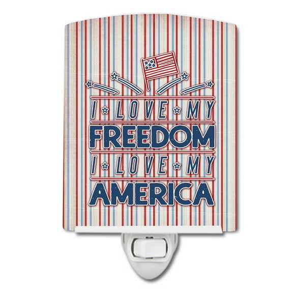 Caroline's Treasures BB5444CNL Freedom I Love Ceramic Night Light, 6x4x3", multicolor