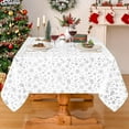 thumbnail image 2 of White Chirstmas Tablecloth Rectangle 60x120 Inch, Silver Snowflake Table Cloth Rectangle Tables for Chirstmas Decor, Waterproof Table Decorations for Chirstmas Gift, 2 of 6