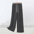 thumbnail image 2 of YOIAVIAOY Women's Striped Print Pants Wide Leg Plus Size High Waisted Casual Bottoms Drawstring Loose Fitted Comfy Palazzo Pants Dark Gray XXXL, 2 of 6