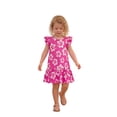 thumbnail image 6 of Actgleam Summer Toddler Girls Dress Floral Print Flutter Sleeve A-line Ruffle Sundress,Pink Hibiscus,4-5Y, 6 of 10