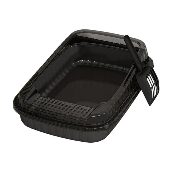 Caja de arena para gatos abiertos, bandeja de arena para mascotas, inodoro de gatos, baño para ir al baño, para negro
