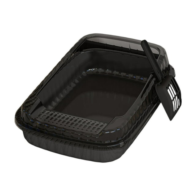 Contenedor de basura para gatos, contenedor de basura para mascotas, bandeja portátil para gatos, caja de arena para gatos, arena para gatitos negro