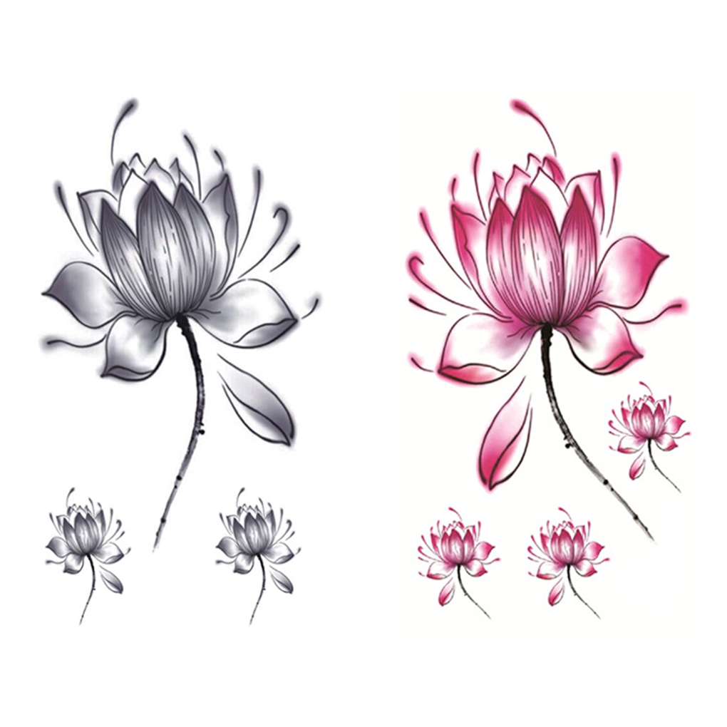 2 Sheets Women Flower Body Tattoos Lady Waterproof Temporary Floral