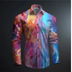thumbnail image 1 of Camisa de hombre con estampado de lunares, cuello negro, blanco, azul y morado, ropa informal de calle de manga larga, diseño de moda urbana, 1 of 6