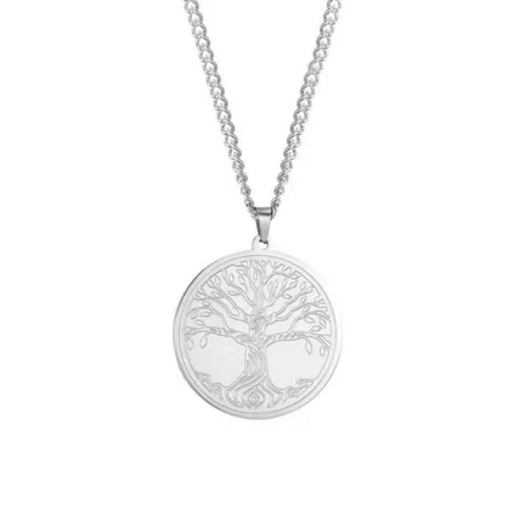 Tree of Life Necklace Stainless Steel Silver Color Amulet Vintage Jewelry