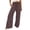 Coffee*, variant on Women's Pants High Waist with Drawstring Solid Color Casual Everyday Wear Breathable Elastic Waist Chic Holiday Trousers