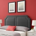 thumbnail image 2 of Headboard, Nailhead, King California Size, Charcoal Grey Gray, Velvet, Modern Contemporary, Mid Century Bedroom Master Guest Suite Room, 2 of 9