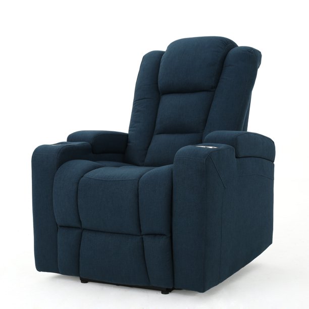 GDF Studio Goyette Contemporary Upholstered Fabric Power Standard Recliner with Arm Storage