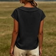 thumbnail image 4 of GUACER Short Sleeve Linen Cotton Tops for Women Peter Pan Collar Casual Button Placket Blouses Summer Shirts, 4 of 9