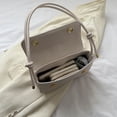 thumbnail image 2 of Bolsa De Axila Bolso de axila para mujer Bolso de compras simple de color sólido retro de cuero de PU (blanco), 2 of 8