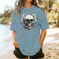 thumbnail image 2 of Sexlip Womens Swimsuit Set Floral Skull Print Cover Up Design Crew Neck Short Sleeve Loose Silhouette Lightweight Fabric for Beach Vacations Blue XL, 2 of 4