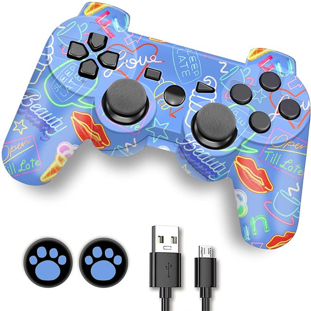 Wireless 2.4G Bluetooth Handle Controller for PS3 Dual Vibration Motor Long Battery Life Multi-Color Compatible with Multi-Platform