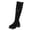 Black Boot, variant on Women Knee High Boot Round Toe Snap Button Single Buckle Pull On Block Heel Shoe For Urban Stroll Black 39
