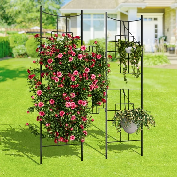 Huisuilinss Metal Garden Trellis,Rustproof Plant Trellis,Outdoor Plant Support & Privacy Screen,Outdoor Decoration For Climbing Roses,Vegetables,Vines & Flowers