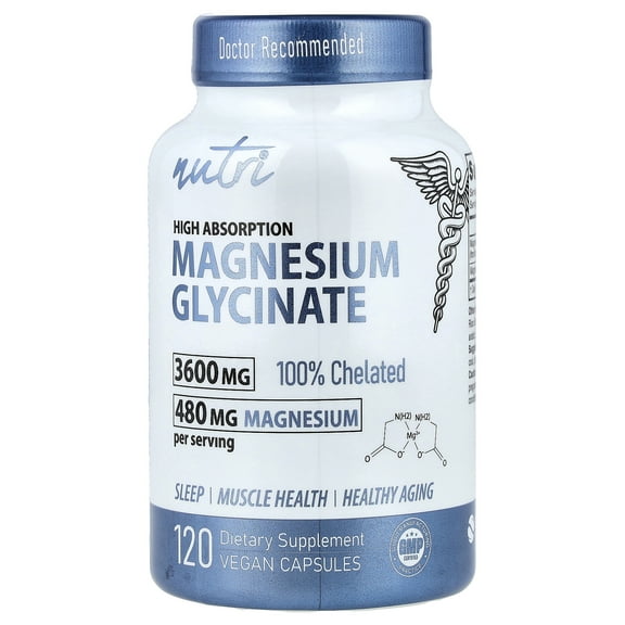 Nutri Magnesium Glycinate, High Absorption, 120 Vegan Capsules (900 mg per Capsule)