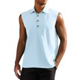 thumbnail image 1 of pstuiky Camisetas sin mangas para hombre, Chaleco informal sin mangas con botones y cuello abatible para hombre, de color liso, para verano Tops elegantes para mujer m, 1 of 4