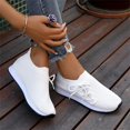 thumbnail image 4 of EKVAHL Women's Orthopedic Walking Sneakers, Hollow Knit Slip On Tennis Shoes, Wide Width Travel Gym Casual Shoes White, 4 of 5