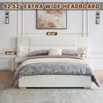 thumbnail image 3 of Queen Size Bed Frame Upholstered Platform Bed with Two Large Storage Drawers, Linen Fabric, Wooden Slat Support, Mattress Foundation, No Box Spring Needed, Noise-Free, Easy Assembly, White, 3 of 9