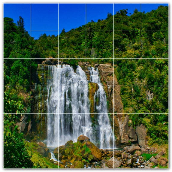 Picture-Tiles.com: Waterfalls Ceramic Tile Wall Mural WAL501099-66M. 36"W x 36"H using (36) 6" x 6" Ceramic Tiles-Satin Finish