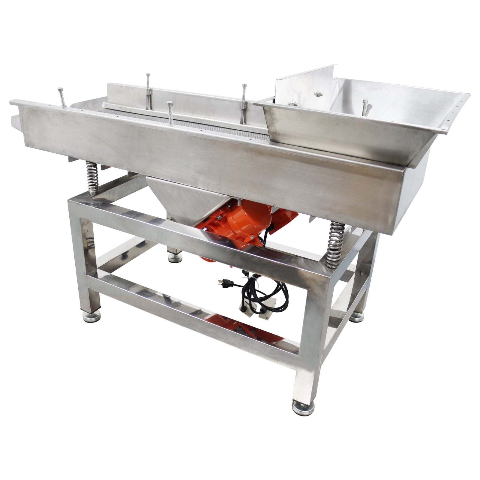 Stainless Steel Linear Vibrating Screen Dual Motor Linear Sifter Machine 5mm Round Hole Mesh 110V