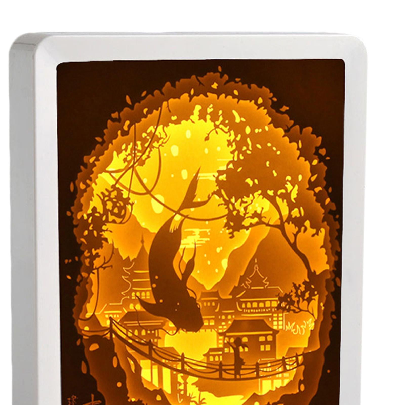 Day Gift 3D Paper Carving Night Box Paper Sculptures Table Lamps Decorative Desktop Lamp -