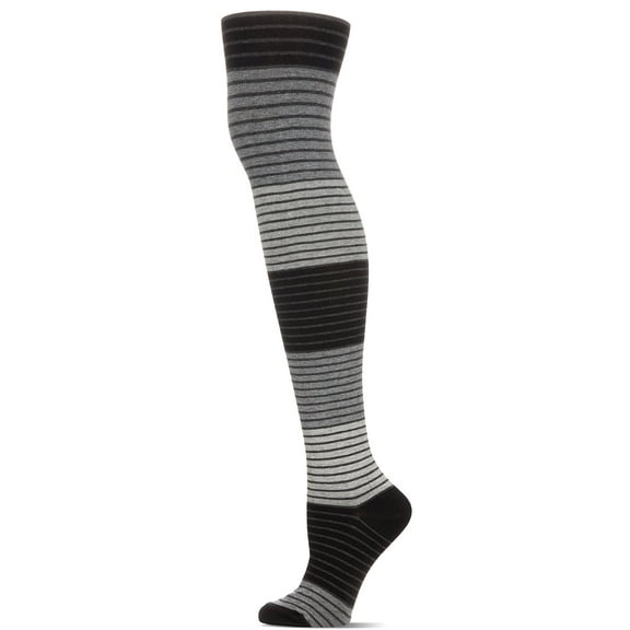 MeMoi Women's Cozy Cotton Blend Shaded Striped Sweater Tights - Womens - Female (M-L, Black)