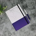 thumbnail image 2 of CrownLit A5 Size Marble Pattern Notebook Diary Set, Metal Pen, Gift Box, Elastic Strap, Assorted (as per selection) (Purple), 2 of 3
