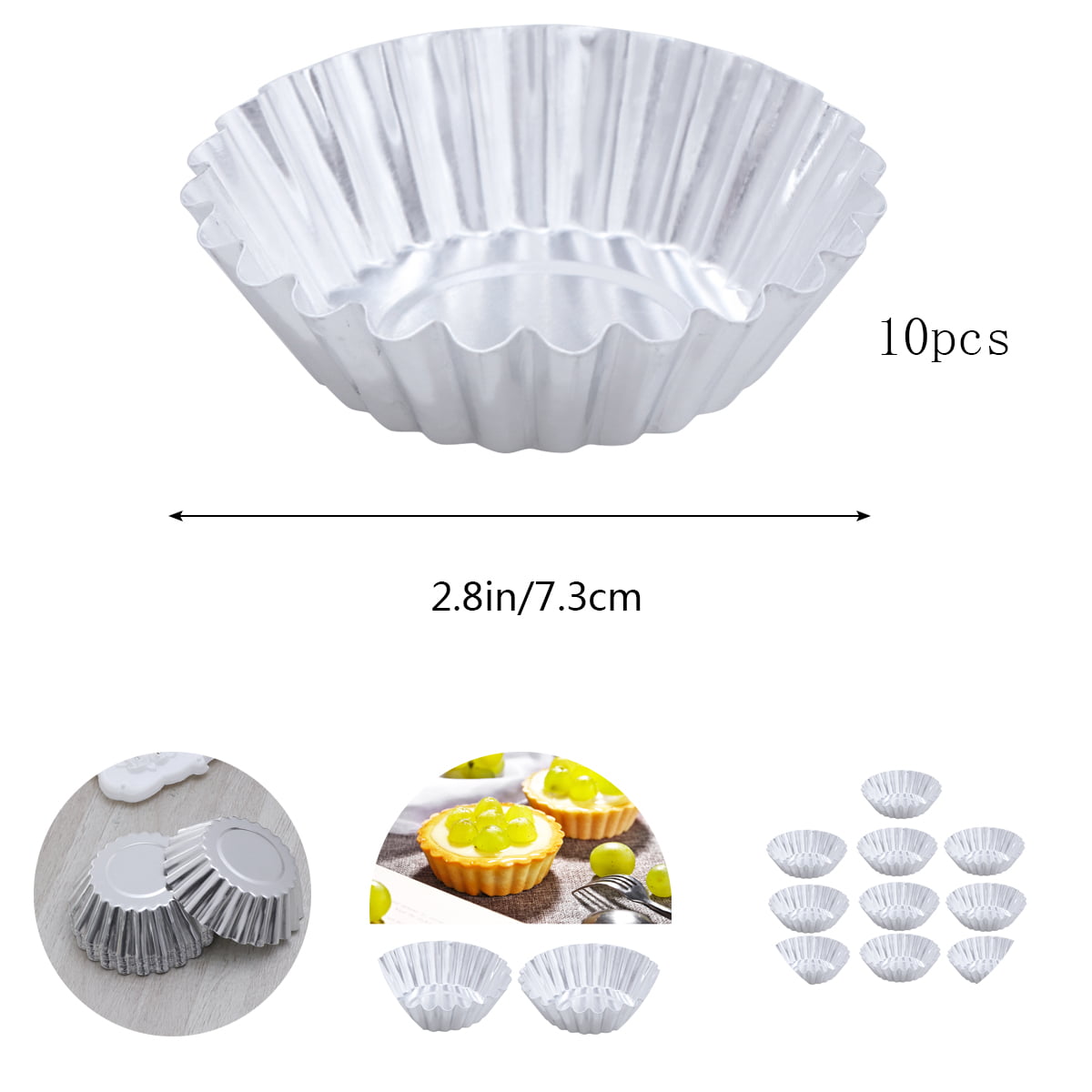 Set of 50 Reusable Baking Tinplate Round Muffin Cups for Baking Non-Stick Egg Tart Molds