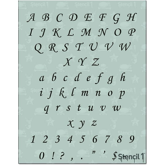 Stencil1 Corsiva Font Stencil - 0.5" Alphabet Letters Art Stencil