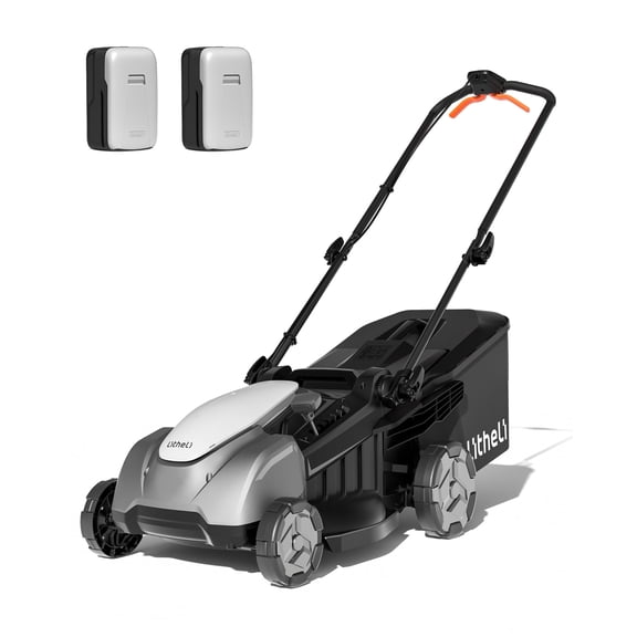 Litheli 40V Cordless Electric Lawn Mower, 17" Brushless Motor, 6-Position Height Adjustment, with 2 x 5.0Ah Battery, for Lawns & Gardens
