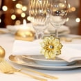 thumbnail image 3 of Flower Napkin Rings Set 6Pcs Buckle Durable Hollow Out Flower Metal Napkin Rings Holder Floral Rhinestone for Wedding Party Table Decor Silver, 3 of 11