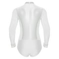 thumbnail image 2 of Hansber Men's Mock Neck Long Sleeve Latin Dance Leotard Shirt Ballroom Samba Latin Dance Bodysuit Top White XXL, 2 of 5