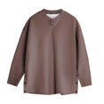 thumbnail image 5 of HAOTAGS Men's Pullover Sweatshirts with Button Long Sleeve Cotton Sweatshirt Top Coffee Size L, 5 of 6