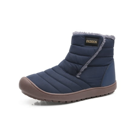

SIMANLAN Unisex Slip Resistant Booties Lightweight Solid Low Calf Boot Sports Pull On Winter Warm Shoes Blue 8.5