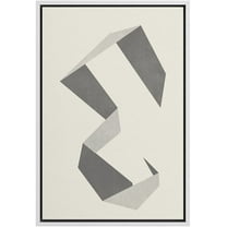 PixonSign Framed Canvas Print Wall Art Mid-Century Retro Gray Geometric Line Pattern Abstract Shapes Illustrations Modern Art Decorative Minimal for Living Room, Bedroom, Office - 24"x36" White