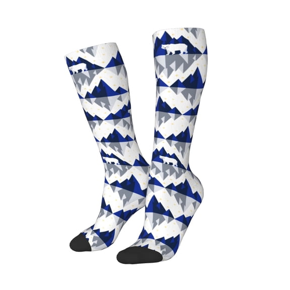 Picia Women Crew Soft Moisture-wicking Socks Cartoon Iceberg Polar Bear Pattern Design Cotton Socks, One Size fit All